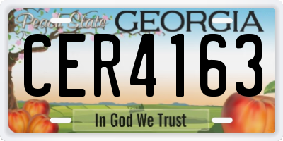 GA license plate CER4163