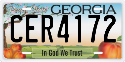 GA license plate CER4172