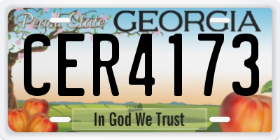 GA license plate CER4173