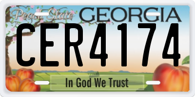 GA license plate CER4174
