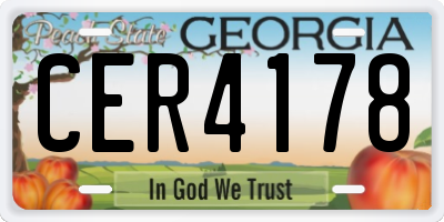 GA license plate CER4178