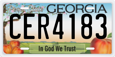GA license plate CER4183