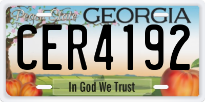 GA license plate CER4192