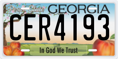 GA license plate CER4193