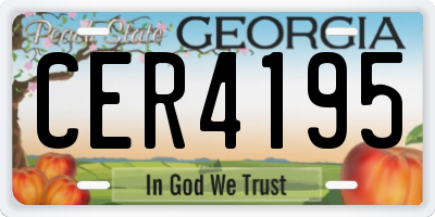GA license plate CER4195