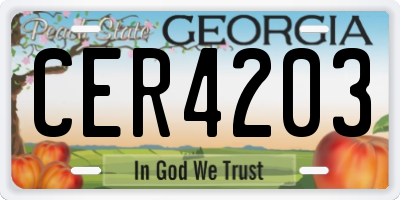 GA license plate CER4203