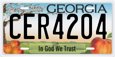 GA license plate CER4204