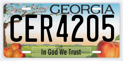 GA license plate CER4205