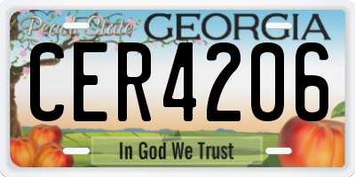 GA license plate CER4206