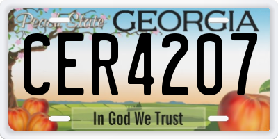 GA license plate CER4207