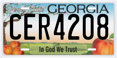 GA license plate CER4208