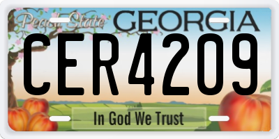 GA license plate CER4209