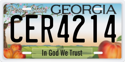 GA license plate CER4214