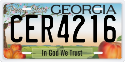 GA license plate CER4216