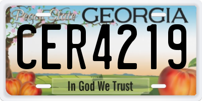 GA license plate CER4219