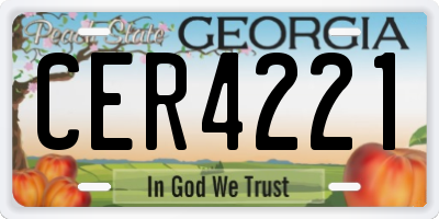GA license plate CER4221