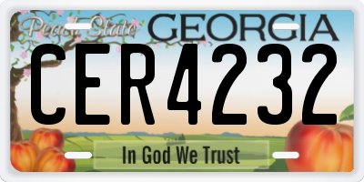 GA license plate CER4232