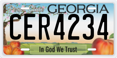 GA license plate CER4234