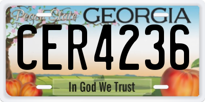 GA license plate CER4236