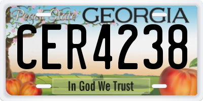 GA license plate CER4238