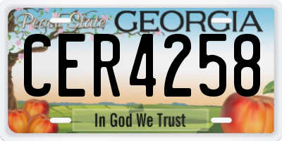 GA license plate CER4258
