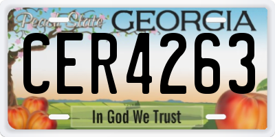 GA license plate CER4263