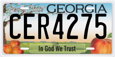 GA license plate CER4275