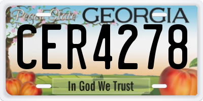 GA license plate CER4278