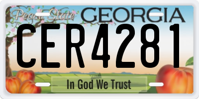 GA license plate CER4281