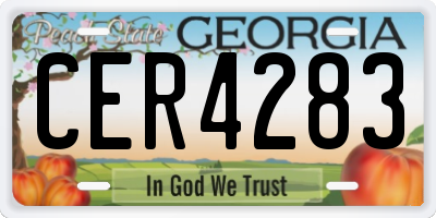 GA license plate CER4283