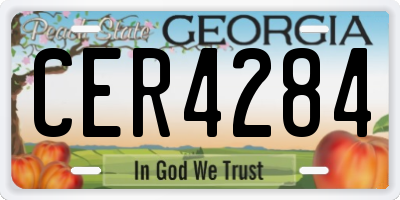 GA license plate CER4284