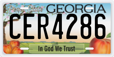 GA license plate CER4286