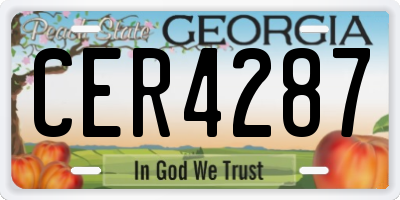 GA license plate CER4287