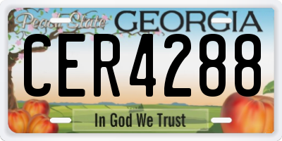 GA license plate CER4288