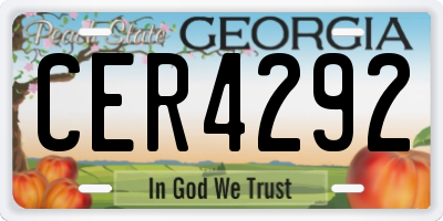 GA license plate CER4292