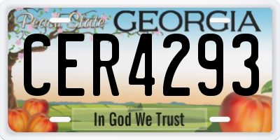 GA license plate CER4293