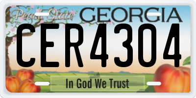 GA license plate CER4304