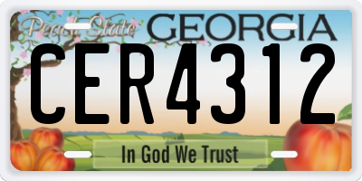 GA license plate CER4312