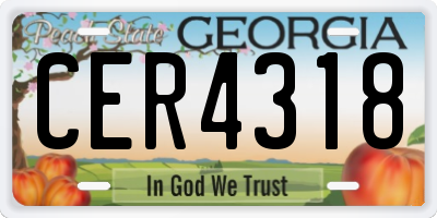 GA license plate CER4318