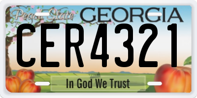 GA license plate CER4321