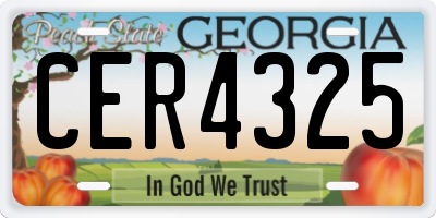 GA license plate CER4325