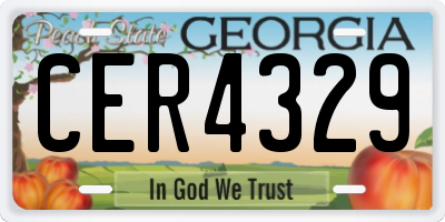GA license plate CER4329