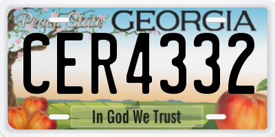 GA license plate CER4332
