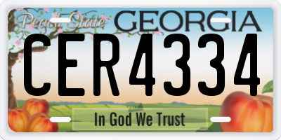 GA license plate CER4334