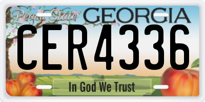 GA license plate CER4336