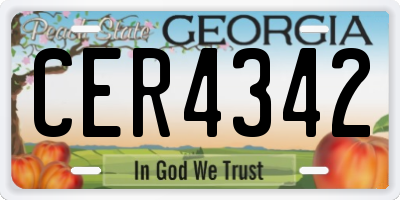 GA license plate CER4342