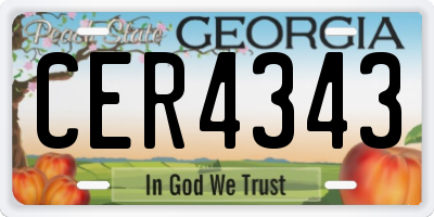 GA license plate CER4343