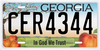 GA license plate CER4344