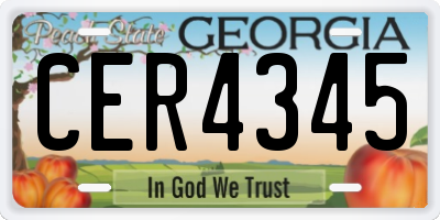 GA license plate CER4345