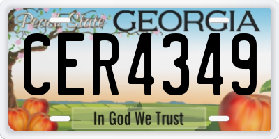GA license plate CER4349